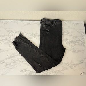 Simple Society Junior's 15/32 Stretch Skinny Jeans Black Distressed Ripped
